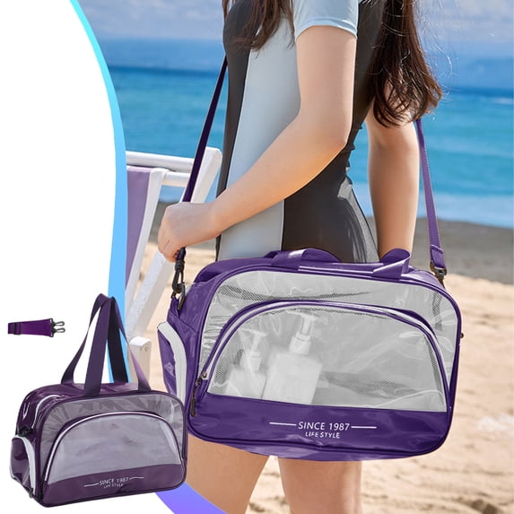 Swim Bag with Wet Dry Separation, Large Capacity Cosmetic Organizer and Shoe Compartment, Adjustable Shoulder Strap Beach Tote for Gym, Pool Travel Essentials