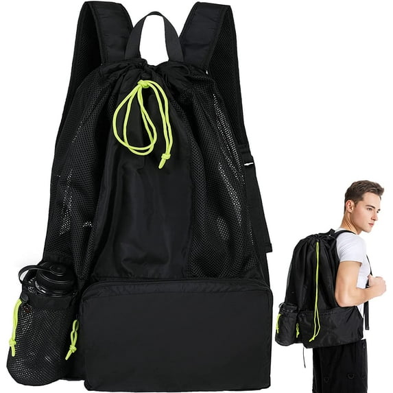 Swim Bag for Swimmers Mesh Beach Bag Backpack with Padded Straps