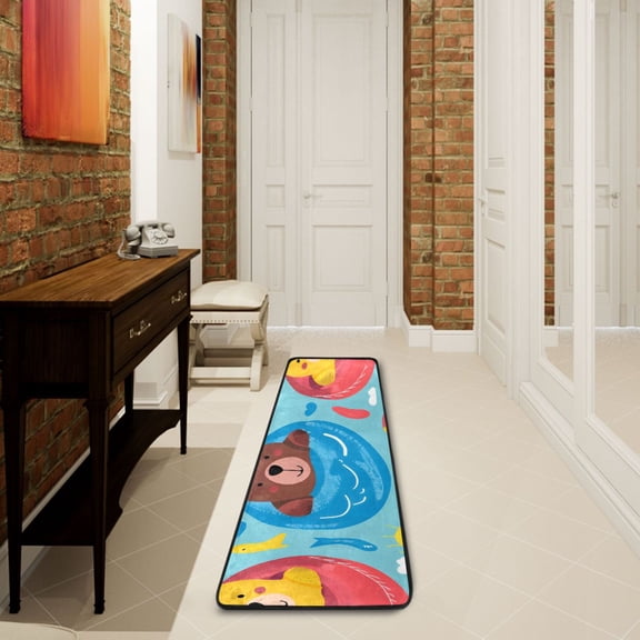 Swim Bears Fish Runner Rug Ares Rug Non-Slip Laundry Rug 7224 inch Soft Washable for Bedroom Bathroom Kitchen Living Room