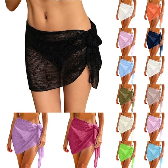 Swim Bottom Cover Up Sarong Wraps for Women Beach Cover Up Short Crochet Bikini Swimsuit Coverup Skirts for Swimwear