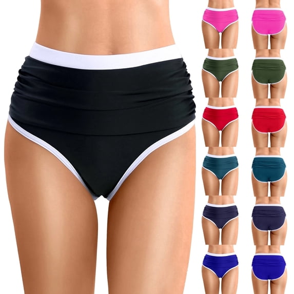 Swim Bottoms for Women Swim Shorts Classic Stretchy Comfortable Solid Bathing Suit Bikini Bottom Athletic Elastic Pool Party Swimwear Blue, Size S