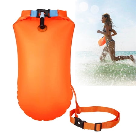 Swim Buoy 15L Waterproof Dry Bag Swim Safety Float PVC Inflatable Swim Buoy Bags In Orange for Open Water