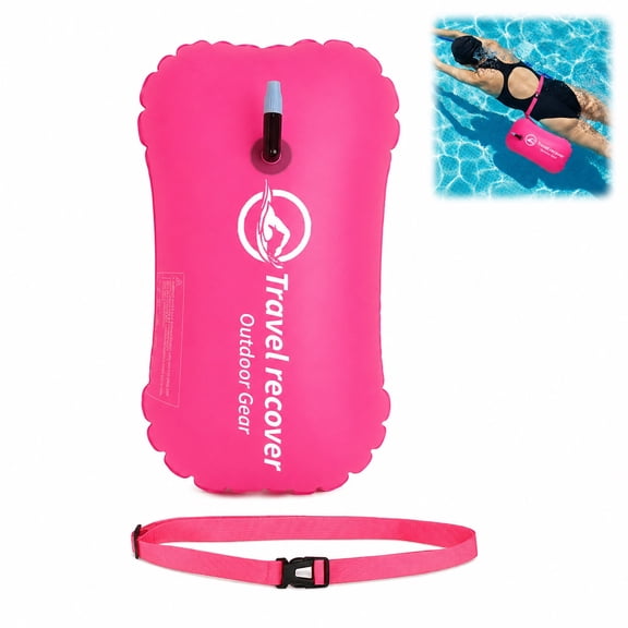 Swim Buoy, Inflatable Open Water Safety Float with Adjustable Waist Belt, High Visibility Dry Bag for Swimming, Kayaking, Triathlon & Snorkeling