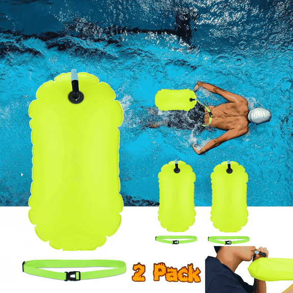 2 Pack Portable Swim Float,Swimming Bag,Swimming Equipment with Adjustable Waist Straps,Orange,24 x 11 in