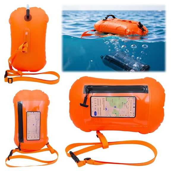 Swim Buoy, Waterproof Touchscreen Storage Space, Open Water Swimming Float with Adjustable Waist Belt, for Open Water Swimmers, Triathletes