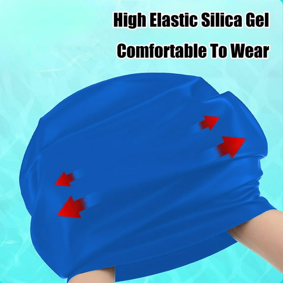 Swim Cap for Braids,Waterproof Silicone Swimming Cap,Extra Large Swim Cap,Silicone Cover Ear Bath Pool Shower Swimming Hat for Women Men for Braids,Dreadlocks(Blue 9*8*0.4in)from ANMUYUM
