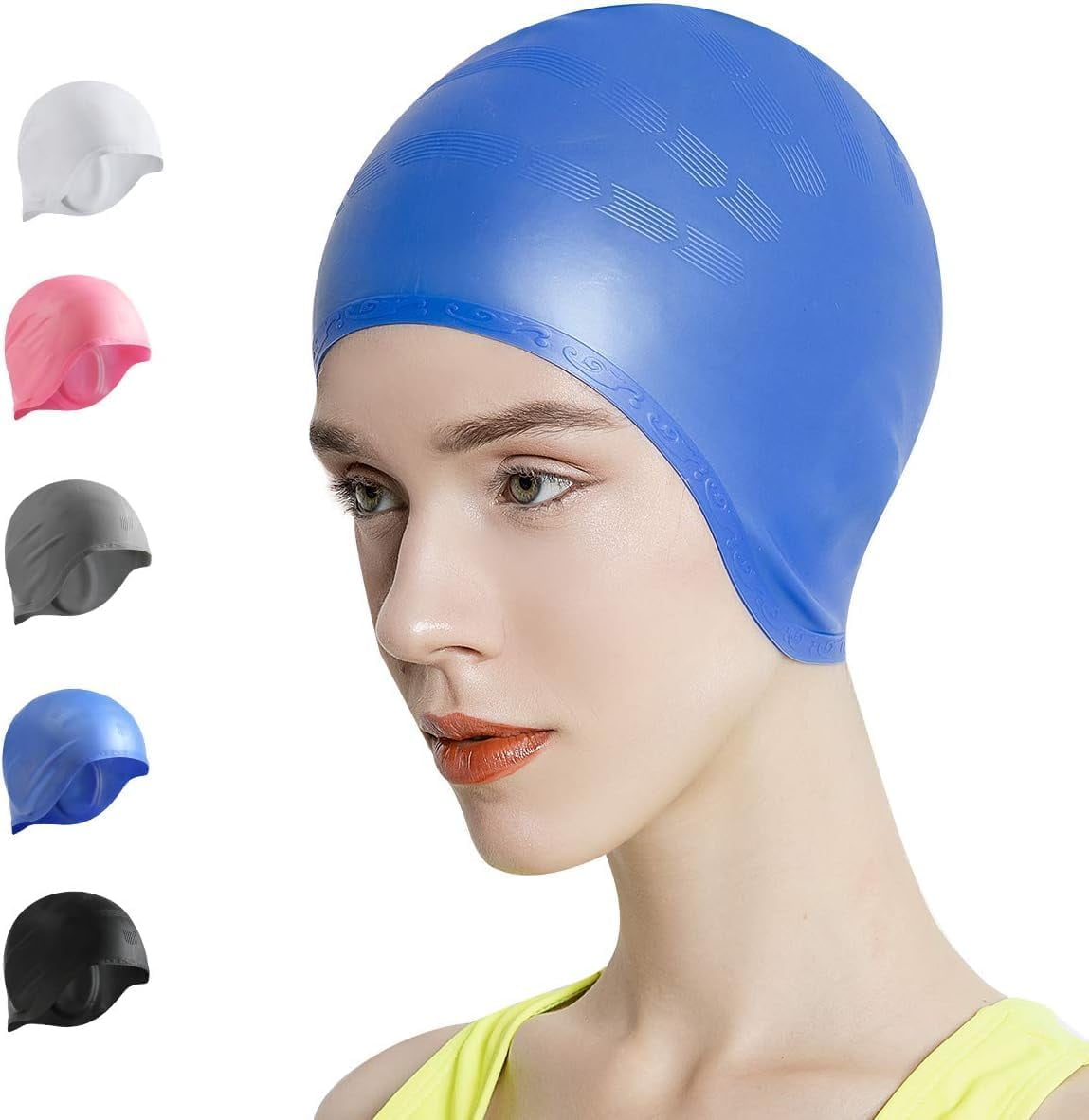 Swim Cap,Silicone Swimming Caps for Women Men Comfortable Bathing
