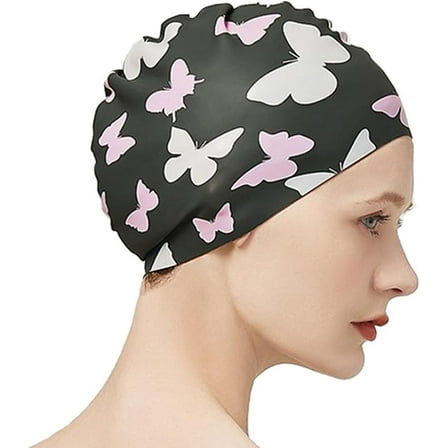 Swim Cap for Women & Men, Silicone Swimming Cap Bathing Caps for Long & Short Hair, Swimming Accessories for Adult