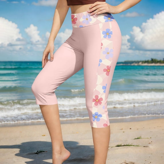 Swim Capri Pants for Women - Swimming Capris High Waisted Swimsuit Leggings Sun Protection UPF 50+ Swimwear Tights Beach Pants Quick-Dry for Workout,Yoga,Biking,and Casual Wear