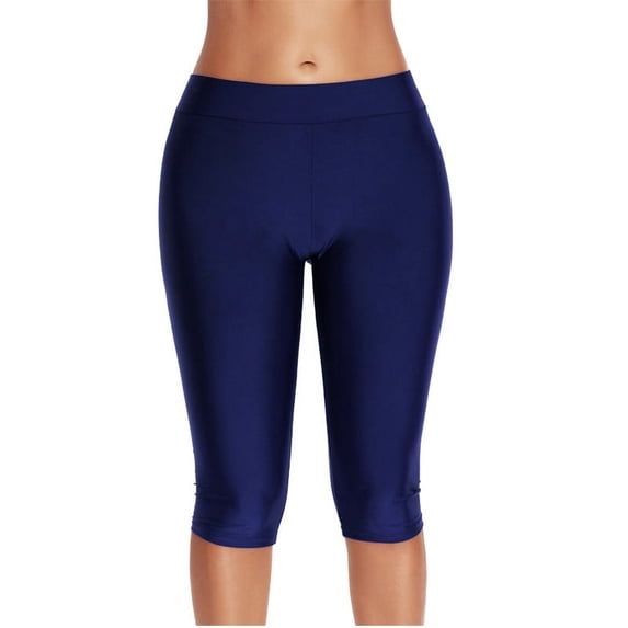 Swim Capri Pants for Women Plus Size High Waisted Swim Leggings Sun Protection Rash Guard Long Swim Shorts
