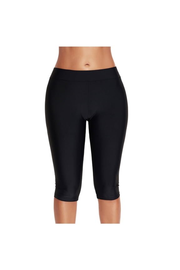 Swim Capri Pants for Women Plus Size High Waisted Swim Leggings Sun Protection Rash Guard Long Swim Shorts