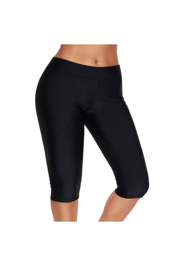 Swim Capris for Women Summer 2026 Swimwear Tummy Control UPF 50+ High Waist Swimming Capri Leggings Beach Tights (2XL, Black)