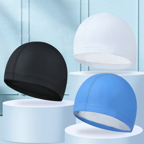 Swim Caps under $5! kkbbma Fabric Swim Caps High Elasticity Keeps Hair Dry Waterproof Breathable Fit Both Long Hair Short Hair Large Adult Swimming Cap