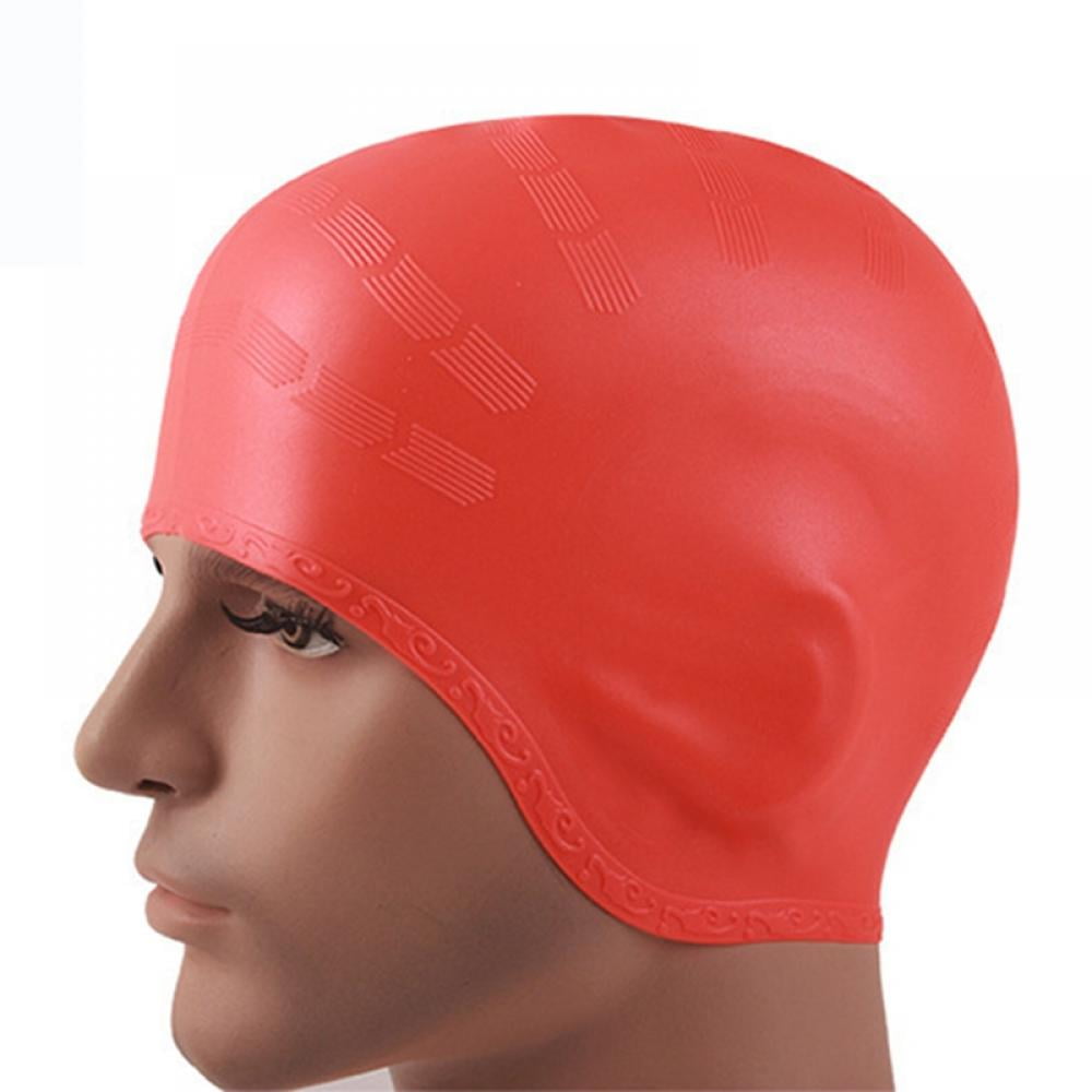 Swim Caps Ear Protection 3D Swimming Cap for Women Men Silicone Swim Cap Waterproof Fits