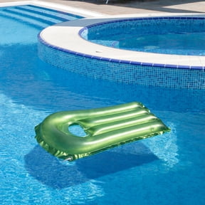 Swim Central 32746007 30 in. Inflatable Transparent with Metallic Silver Surf Rider Pool Float, Green