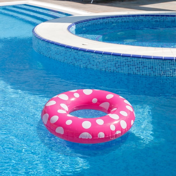 Swim Central 36" Inflatable Pink and White Polka Dot Swimming Pool Inner Tube