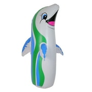 Swim Central 36" White and Blue Inflatable Dancing Dolphin Poolside Bop Bag