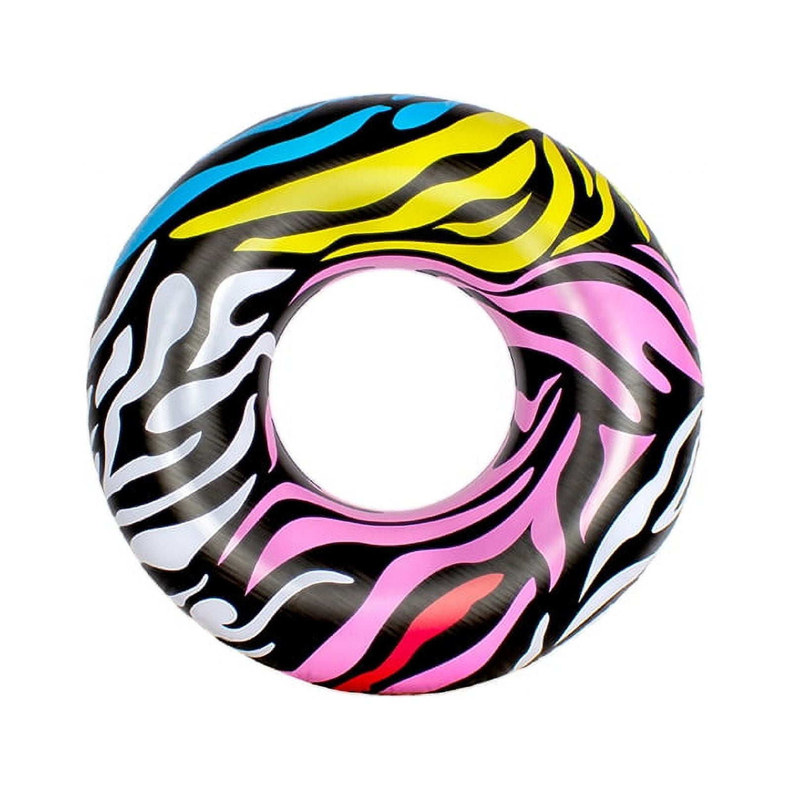 Swim Central 39" MultiColor Zebra Stripes Inflatable Inner Tube Ring