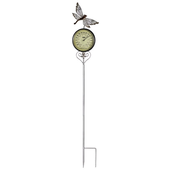Swim Central 41.75" Iron Dragonfly Garden Stake Thermometer