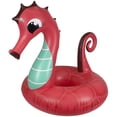 thumbnail image 1 of Swim Central 48" Seahorse 1-Person Inflatable Swimming Pool Inner Tube Float - Coral Red/Blue, 1 of 3