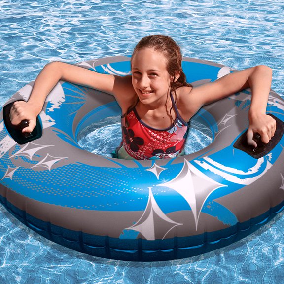 Swim Central 50" Inflatable 1-Person Swimming Pool Hurricane Sport Inner Tube - Blue/Gray