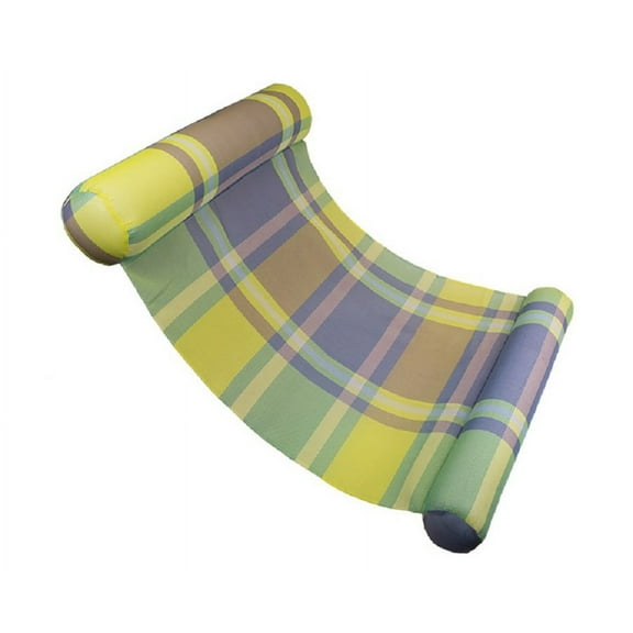 Swim Central 54" Plaid Extra Large Water Hammock 1-Person Swimming Pool Lounger - Green/Blue