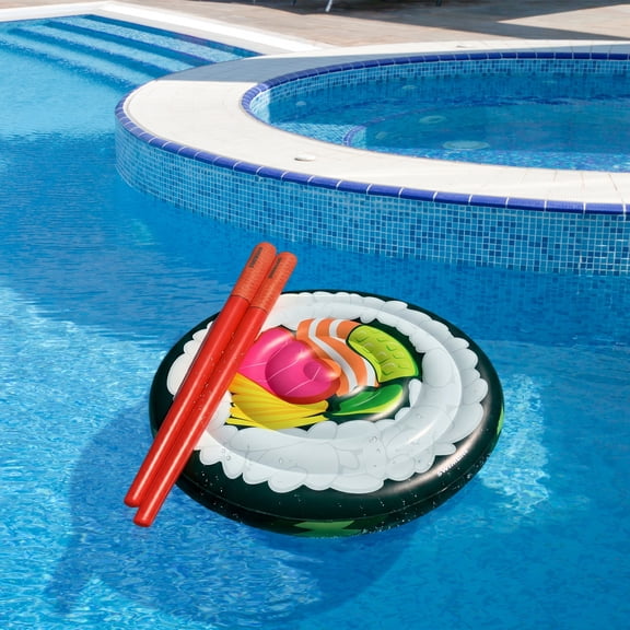 Swim Central 60" Inflatable Sushi Roll Island with Chopsticks Swimming Pool Float