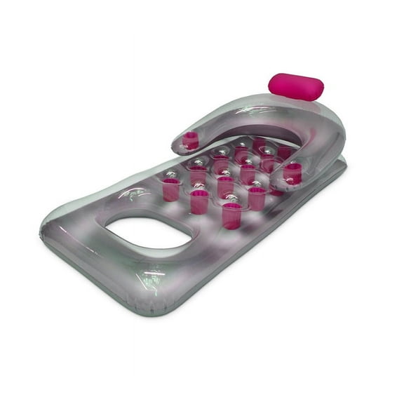 Swim Central 66" Inflatable Pink and Silver French Pocket Swimming Pool Lounger