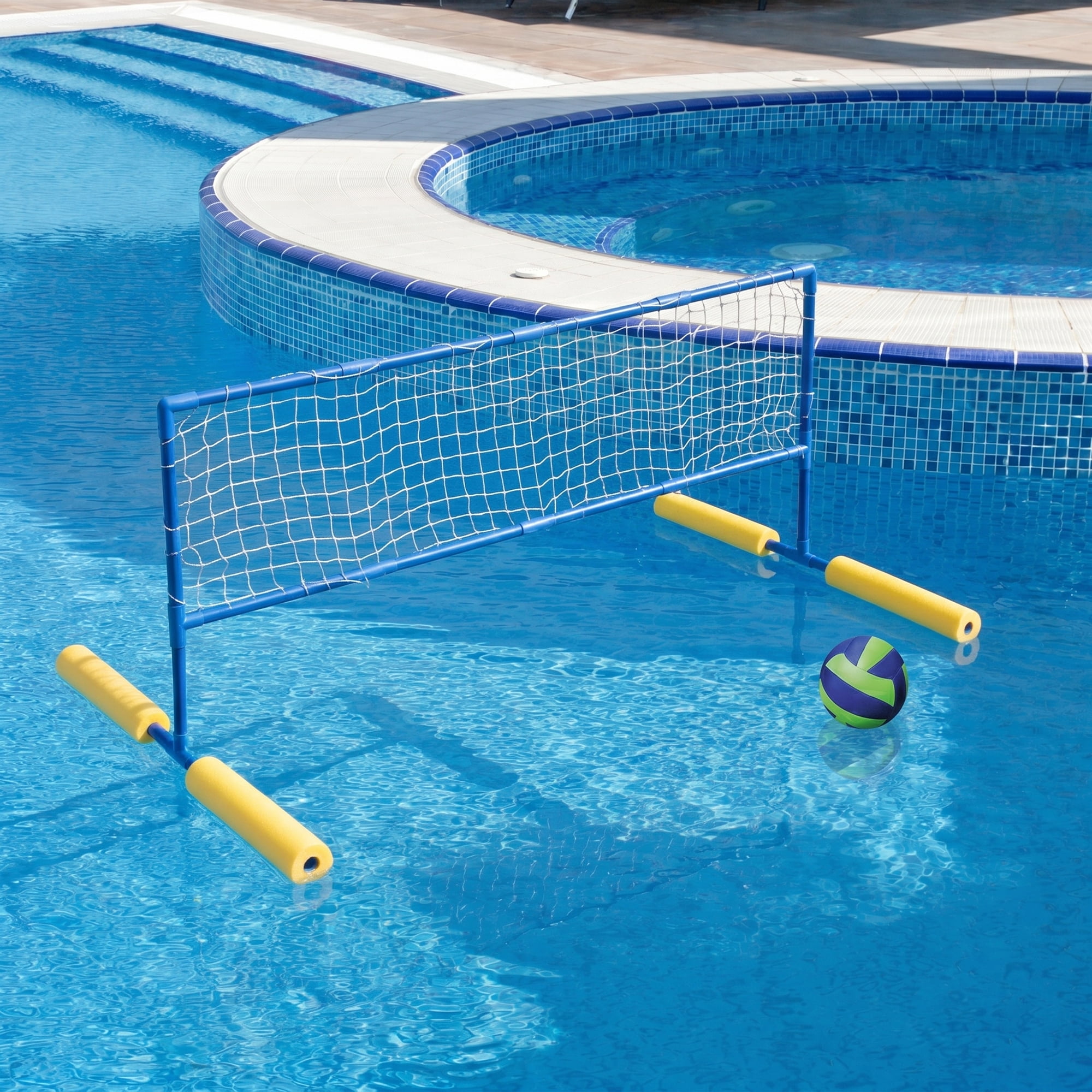 Swim Central 70" Super Water or Swimming Pool Volleyball Net and Ball - Blue/Yellow