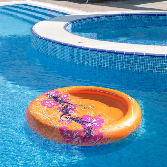 Swim Central 71" Gecko Hawaii Island Multi-Person Jumbo Inflatable Swimming Pool Raft - Orange