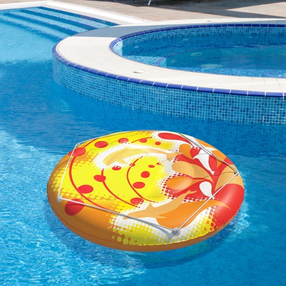 Swim Central 71" Inflatable Calypso Island Multi-Person Swimming Pool Raft with Perimeter Rope -