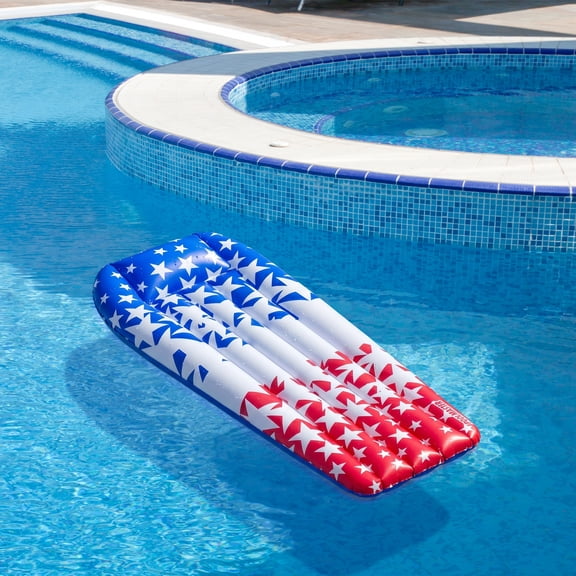 Swim Central 74" Inflatable Patriotic Stars Suntanner Pool Float Mattress