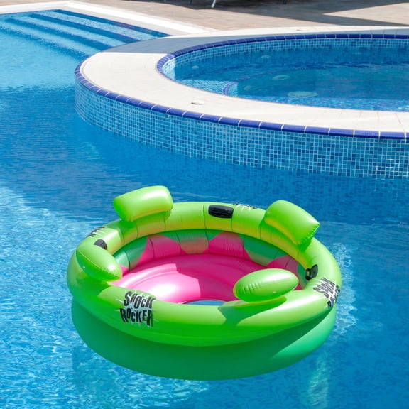 Swim Central 75" Bright Green and Pink Inflatable Shock Rocker Swimming Pool Float