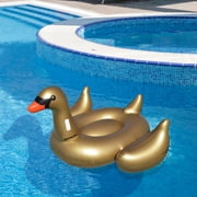 Swim Central Inflatable Gold Giant Swan Swimming Pool Ride-On Float - 75"
