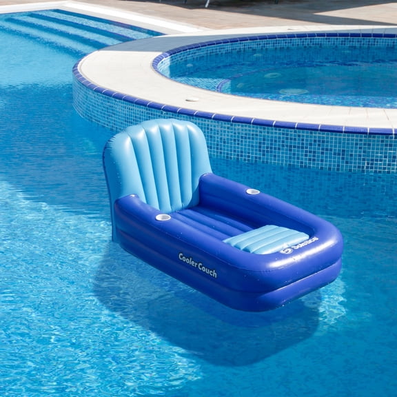 Swim Central Inflatable Swimming Pool Lounger with Ice Cooler - 64" - Blue