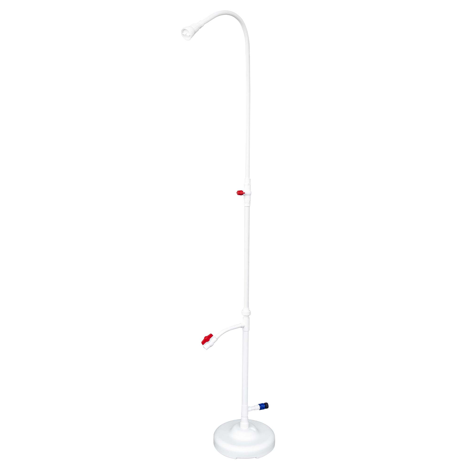 White PVC Poolside Shower with Foot Wash Spigot, 86" Height