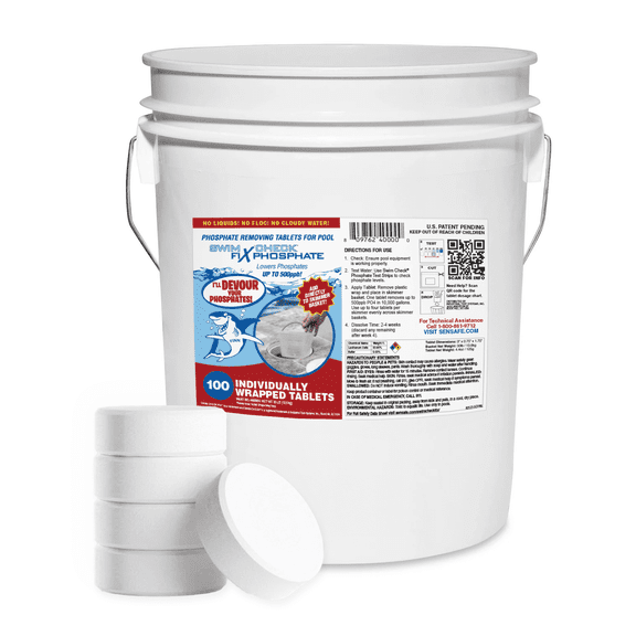 Swim Check Fix Phosphate Remover Tablets 100 Count | Time-Release Tabs for Pool Phosphate Removal | Clear Water Solution for Saltwater & Freshwater Pools | Easy Skimmer Application, No Cloudiness