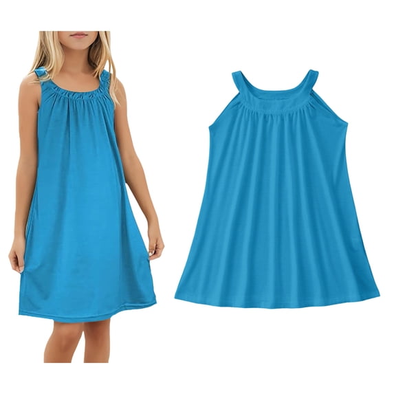 Swim Cover Up for Girls Sleeveless Tank Dresses Quick Dry Sundress Kids Bathing Suit Cover Up 4-5 Years