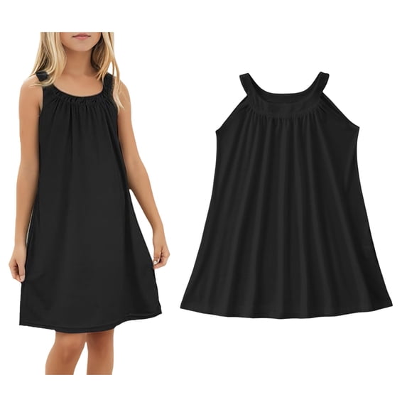 Swim Cover Up for Girls Sleeveless Tank Halter Dresses Quick Dry Beach Dress Kids Cover Ups for Swimwear 7-8 Years