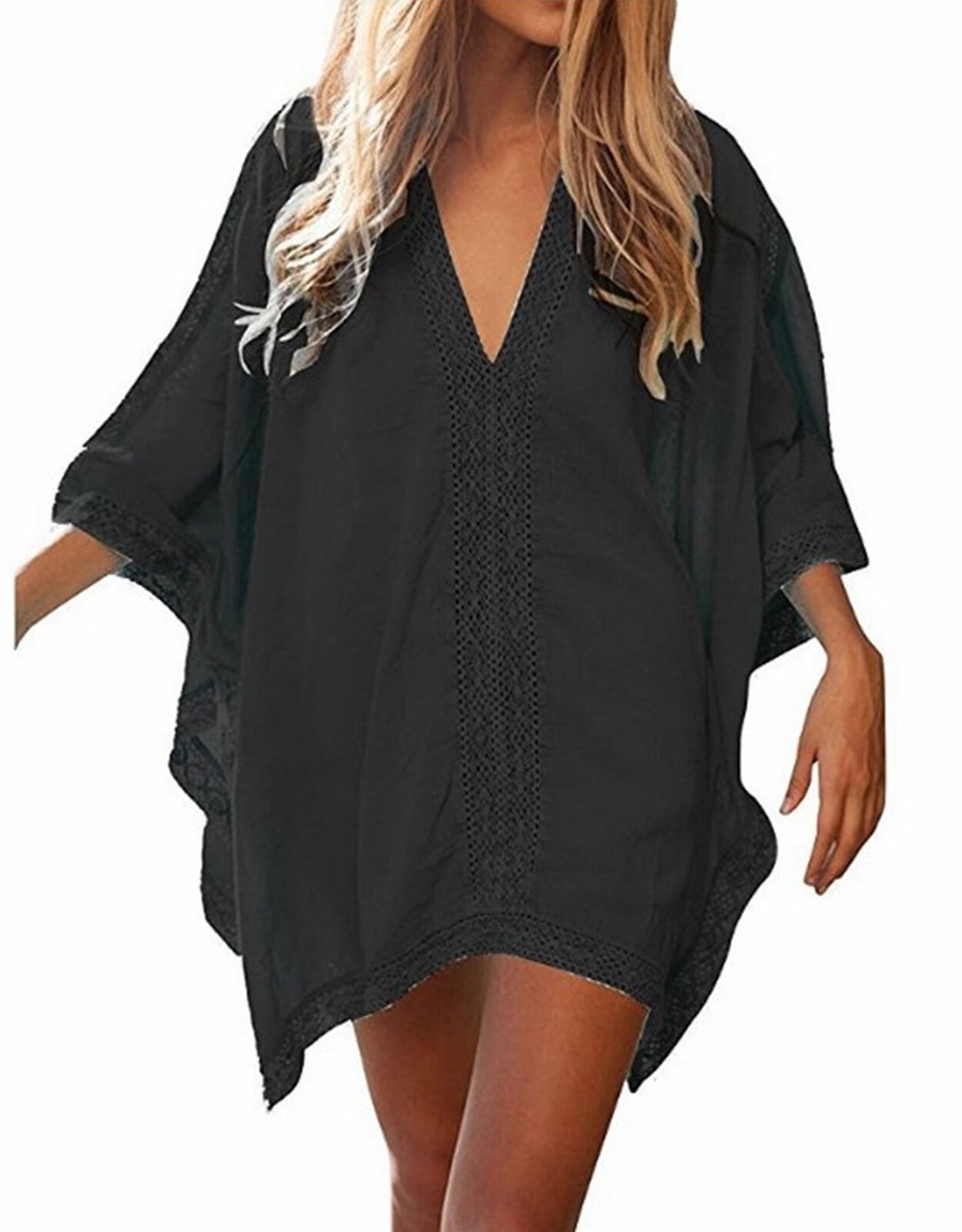 Swim Cover Ups for Women Plus Size Deep V-Neck Oversized Swimsuit Cover ...