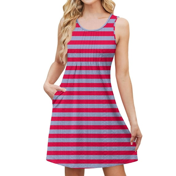 Swim Dress for Women Swimwear Eyelet Summer Dresses for Women 2025 Sleeveless Casual Boho Bikini Beach Cover Up Bathing Suit Cover Up Tie Dye Plus Size Sundresses with Pockets Hot Pink XL