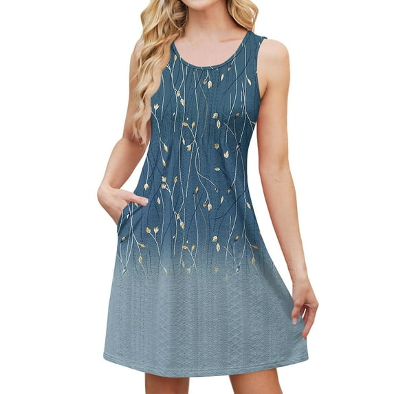 Swim Dress for Women Swimwear Eyelet Summer Dresses for Women 2025 Sleeveless Casual Boho Bikini Beach Cover Up Bathing Suit Cover Up Tie Dye Plus Size Sundresses with Pockets Royal Blue XL