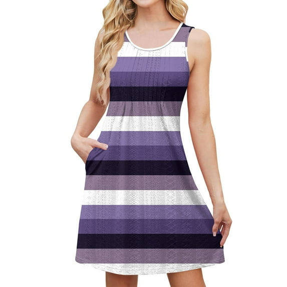 Swim Dress for Women Swimwear Eyelet Summer Dresses for Women 2025 Sleeveless Casual Boho Bikini Beach Cover Up Bathing Suit Cover Up Tie Dye Plus Size Sundresses with Pockets Dark Purple XL