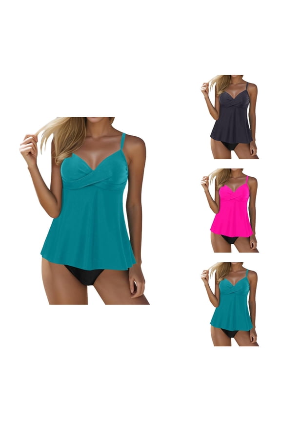 Swim Dress for Women Two Piece Tankini Swimwear with Shorts Tummy Control Skirted Bathing Suit Modest Coverage Beachwear Outfit