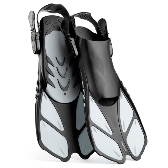 Swim Fins Travel Size Short Blade, Snorkeling Fins with Adjustable Buckles for Adult Men Women Kids Diving Flippers