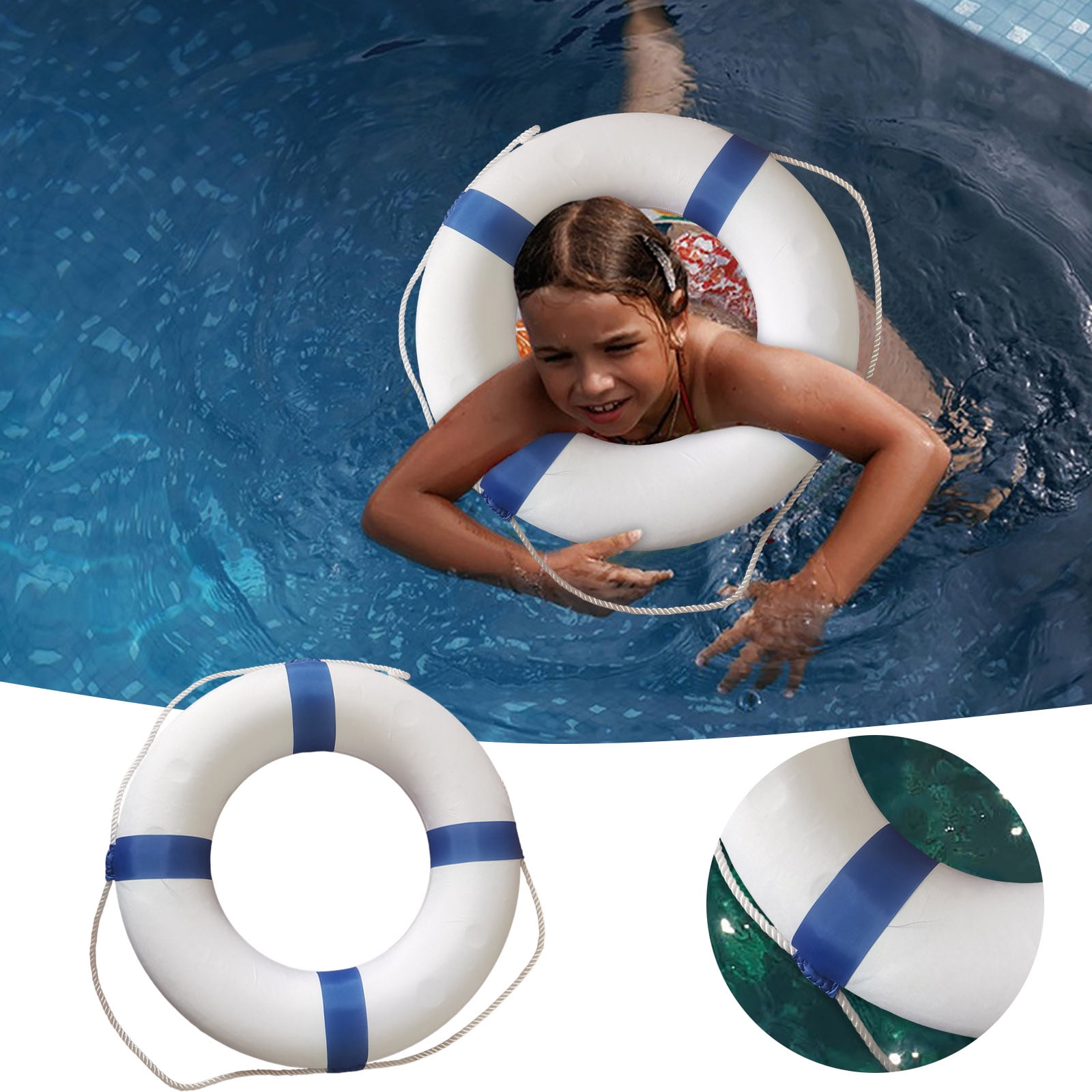 Throw Rings In Pool Swim Foam Buoy Set, 20inch Life Preserver Pool Safety Throw Ring with ...
