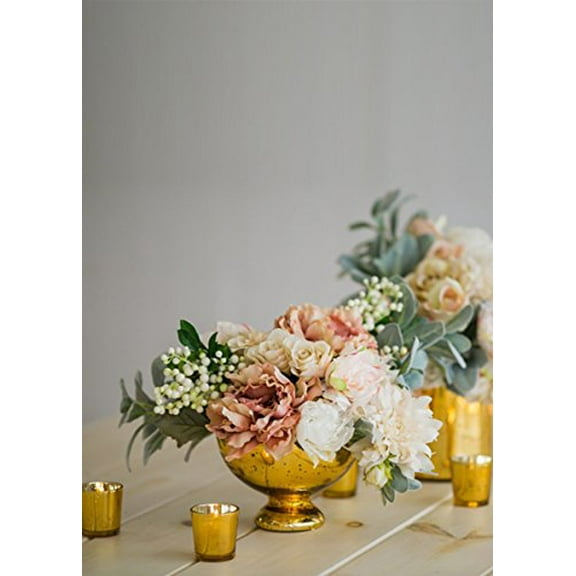 Afloral Gold Mercury Glass Bowl Vase Wedding Centerpiece - 5" Tall x 7" Wide