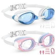 GPED Swim Goggles 2 Pack Anti-Fog Waterproof Anti-UV Clear Vision Silicone Swimming Goggles for Adult Women Men