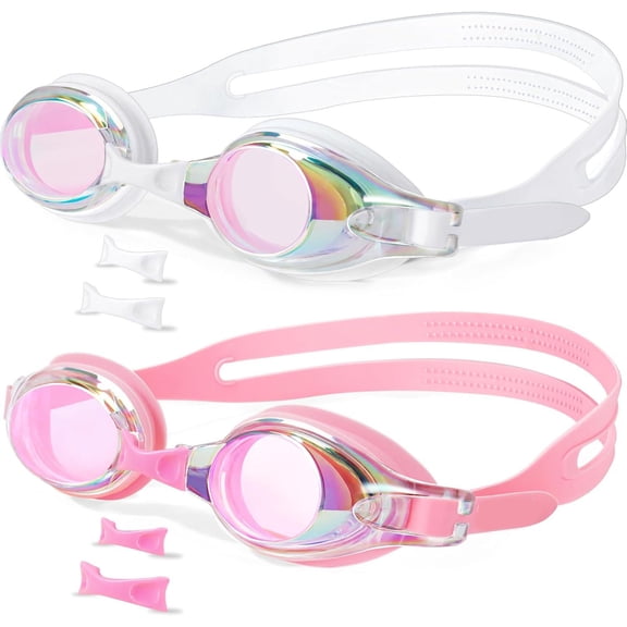 Swim Goggles, 2 Pack Clear View Anti-fog UV Protection No Leak