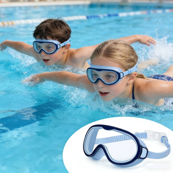 Swim Goggles, Anti-Fog Waterproof Large Frame Swimming Mask, Adjustable Strap No Leakage, UV Protection Pool Beach, Comfortable Silicone Seal, Professional Swimming Gear